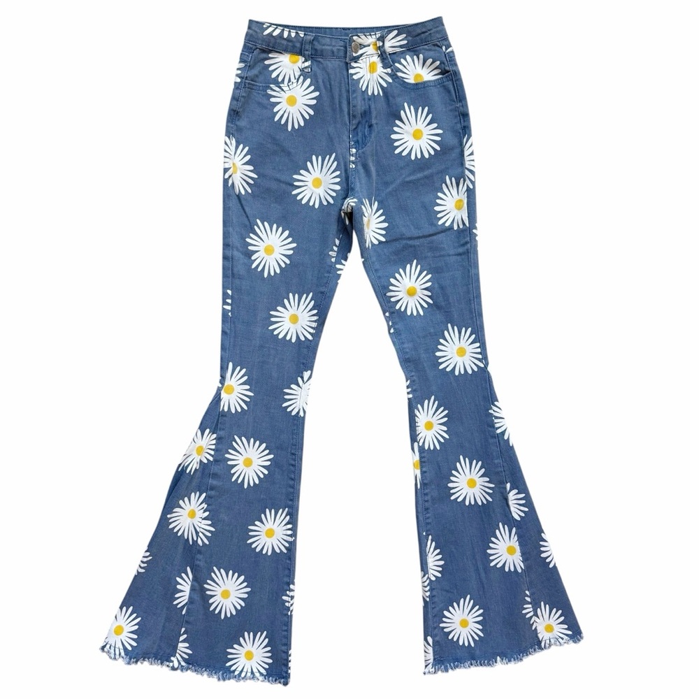 70s Daisy Girl Hippie Jeans Altar’d State Flare Denim Blue Size Small